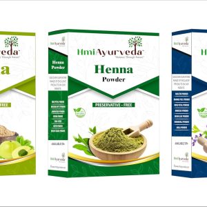 HMI Ayurveda Henna, Indigo and Amla Powder Combo | Natural Herbal Hair Color & Hair Care Pack-600 gm