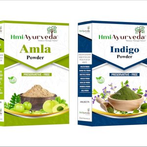 HMI Ayurveda Amla and Indigo Powder Combo | Natural Hair Nourishment & Dark Tone Support-400