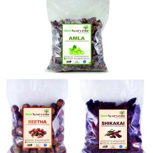HMI Ayurveda Amla Reetha Shikakai Combo | Natural Herbal Hair Cleanser & Hair Strengthening Pack-300 gm